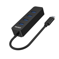 HUB USB-C Unitek H1117B 4xUSB-A 3.1, aktywny, 10W | PartsPC.pl