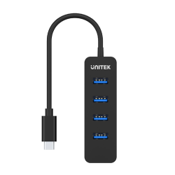 HUB USB-C Unitek H1117B 4xUSB-A 3.1, aktywny, 10W | PartsPC.pl