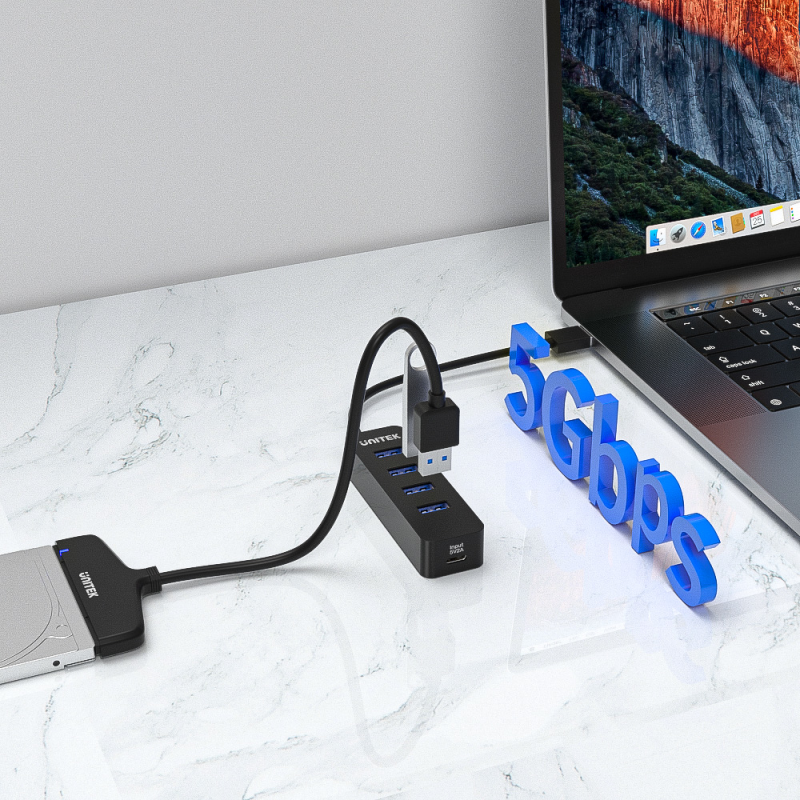 HUB USB-A Unitek H1117A 4xUSB-A 3.1, aktywny, 10W | PartsPC.pl