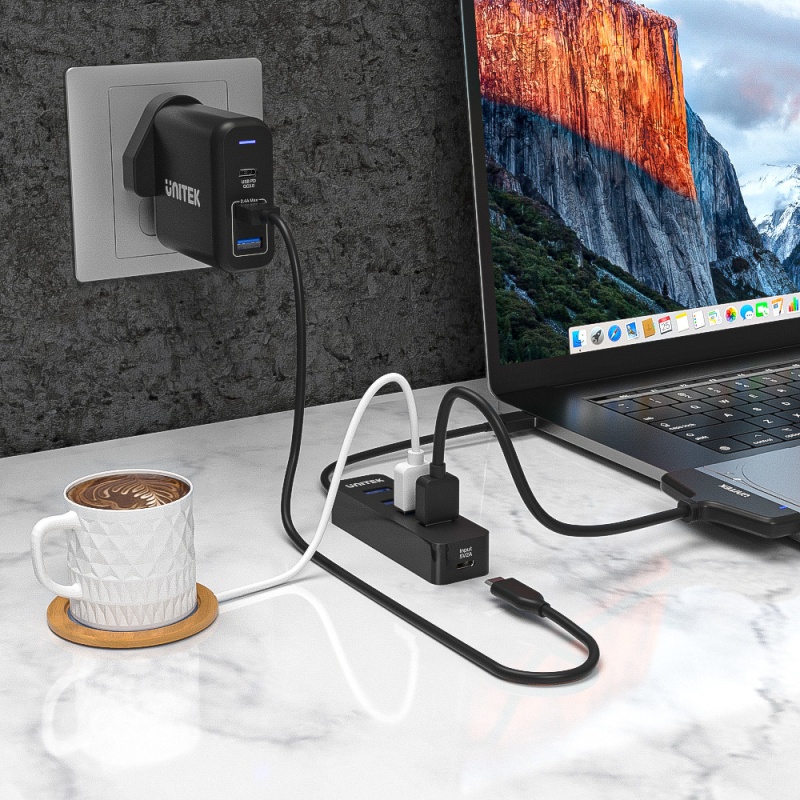 HUB USB-A Unitek H1117A 4xUSB-A 3.1, aktywny, 10W | PartsPC.pl