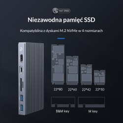 Stacja dokująca dysku M.2 z portami 9w1 Orico CDH-9N-GY-BP… | PartsPC.pl