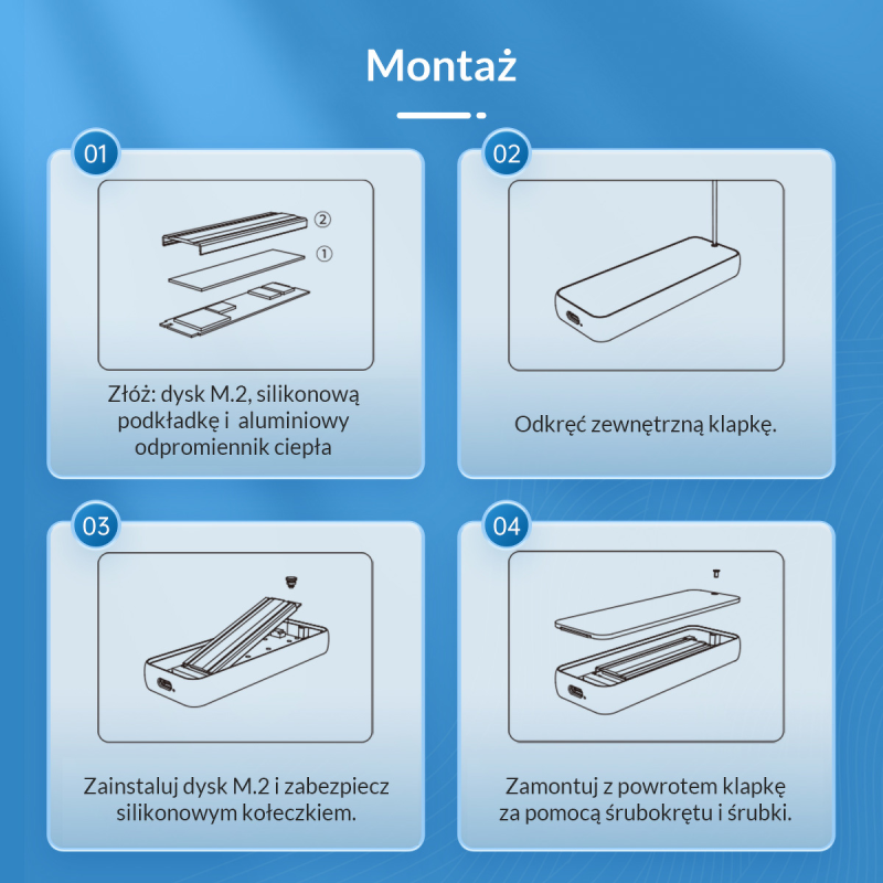 Obudowa na dysk Orico M223C3-G4-GY-BP na dysk zewnętrzny, SS… | PartsPC.pl