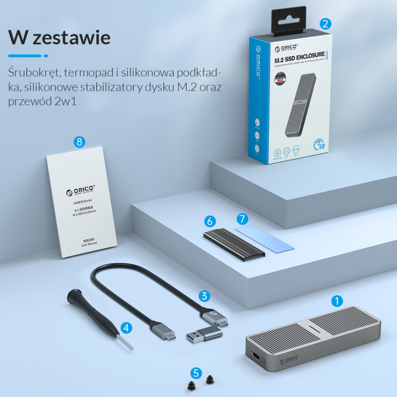 Obudowa na dysk Orico M223C3-G4-GY-BP na dysk zewnętrzny, SS… | PartsPC.pl