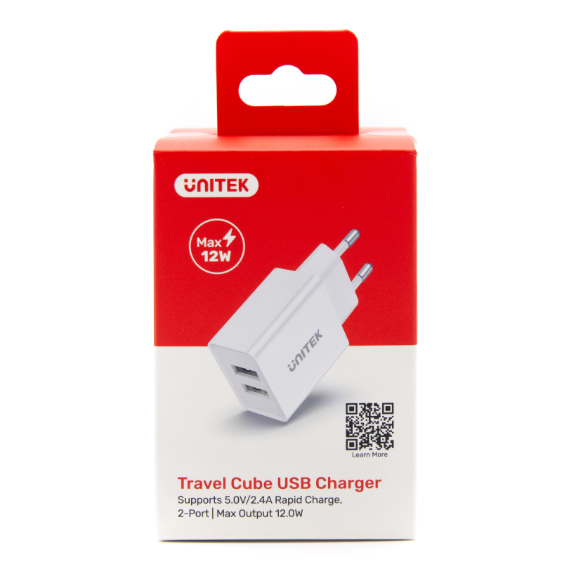Ładowarka Sieciowa Unitek P1113A-EU 2xUSB-A 12W, biała | PartsPC.pl