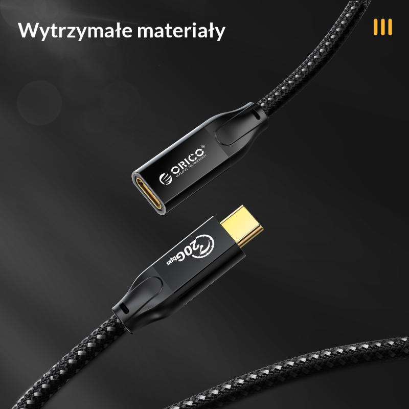 Przedłużacz USB-C Orico CY32-10-BK-BP 3.2 20Gbps, 4K, 100W, … | PartsPC.pl