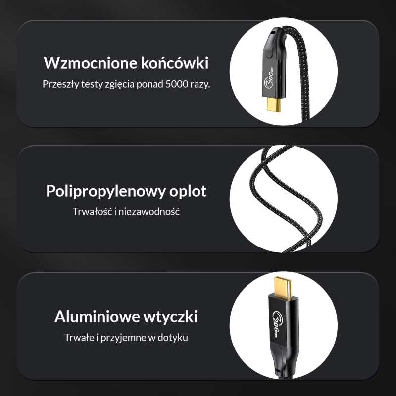 Przedłużacz USB-C Orico CY32-10-BK-BP 3.2 20Gbps, 4K, 100W, … | PartsPC.pl