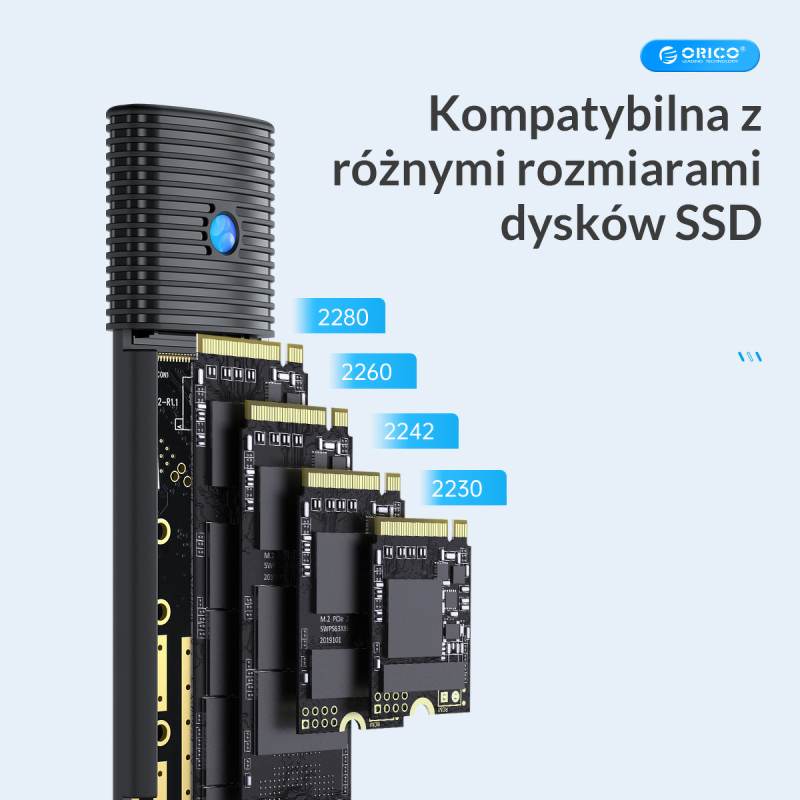 Obudowa na dysk Orico PWM2-BK-EP M.2 SATA USB-C czarna | PartsPC.pl