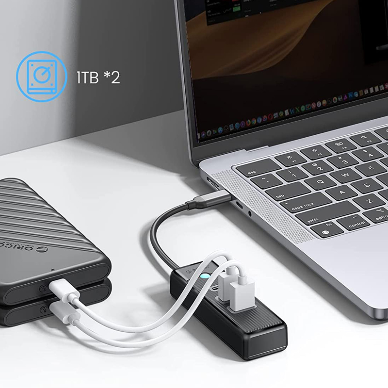 HUB USB-C Orico PWC2U-C3-015-BK-EP 2x USB-A 3.1 + USB-C, cza… | PartsPC.pl