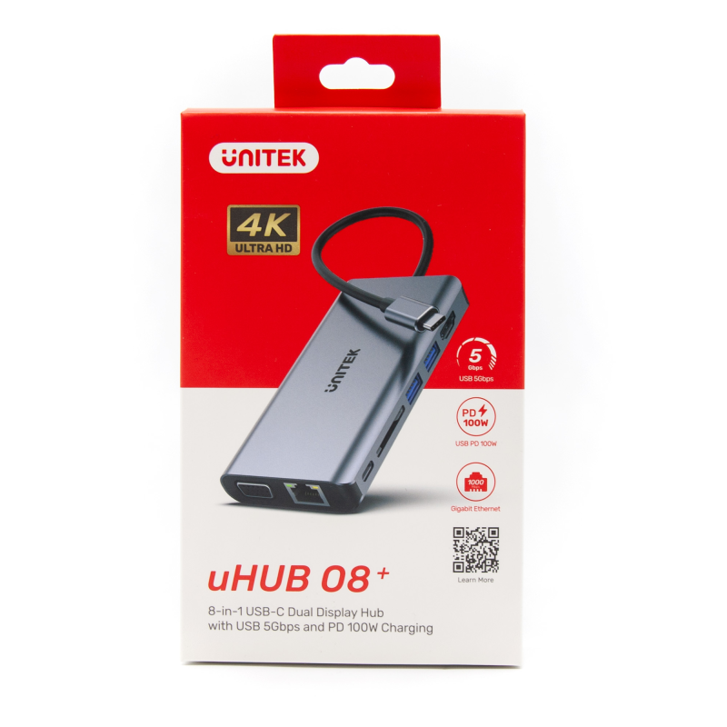 Hub USB-C Unitek D1019B 3.1 8w1, Power Delivery 100W | PartsPC.pl