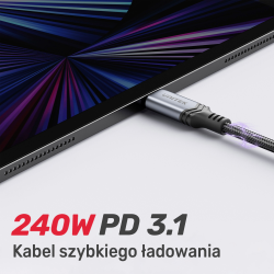 Kabel USB-C Unitek C14110GY-2M do ładowania PD 240W, 2m | PartsPC.pl
