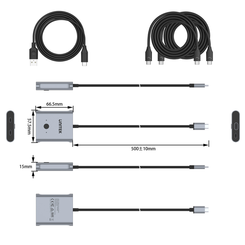 Przełącznik Dwukierunkowy Unitek D1078A USB-C 4K 144Hz PD 10… | PartsPC.pl