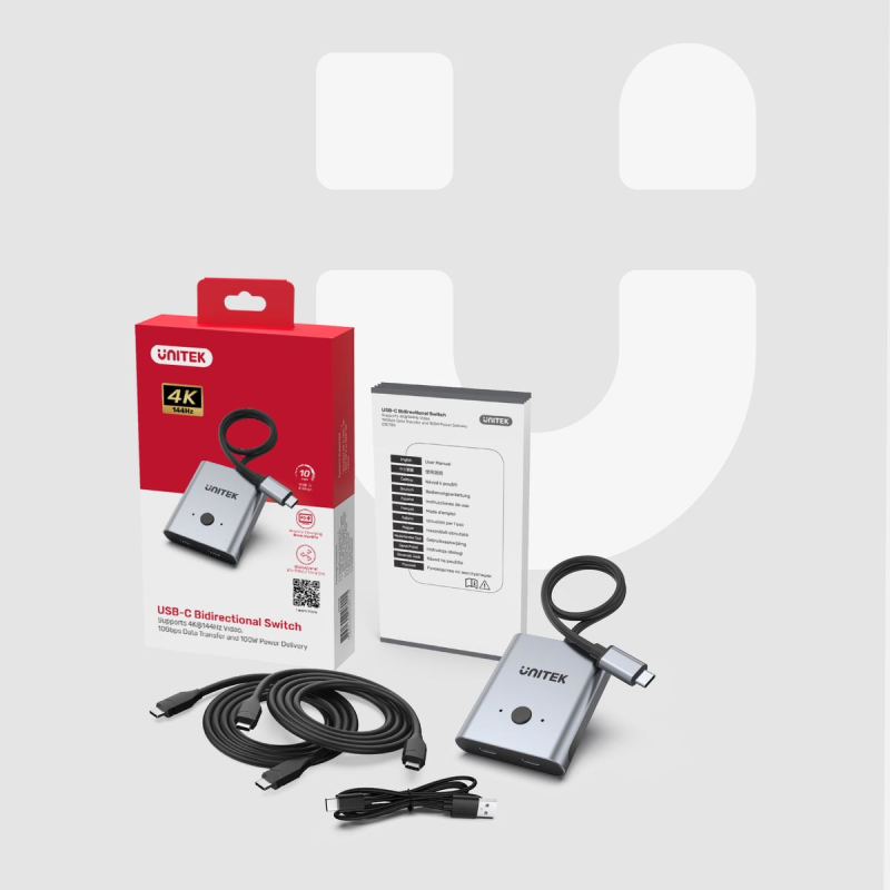 Przełącznik Dwukierunkowy Unitek D1078A USB-C 4K 144Hz PD 10… | PartsPC.pl