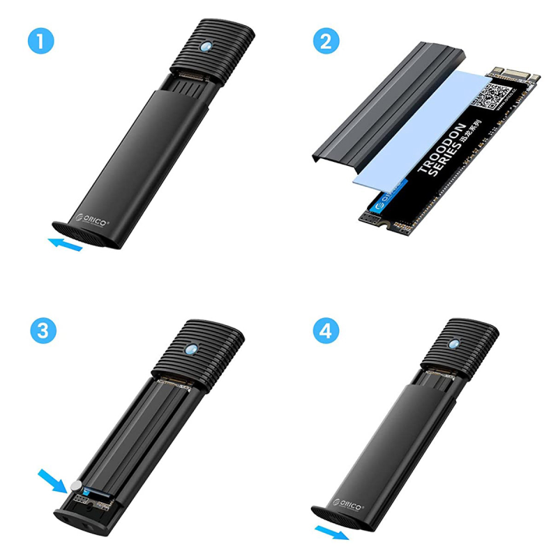 Obudowa na dysk Orico PWDM2-G2-BK-EP M.2 NVMe/SATA 10Gbps cz… | PartsPC.pl