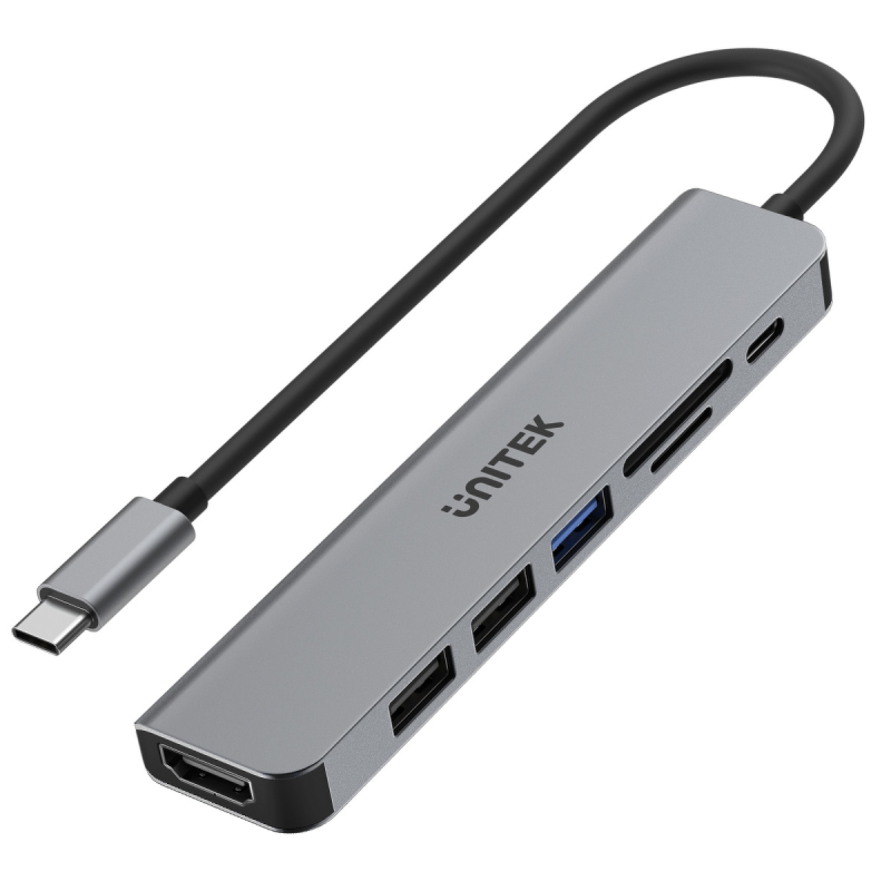 Hub USB-C Unitek H1118A 7w1, HDMI 4K, 3x USB-A, USB-C PD 100… | PartsPC.pl