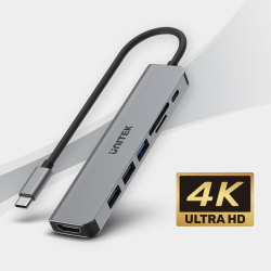 Hub USB-C Unitek H1118A 7w1, HDMI 4K, 3x USB-A, USB-C PD 100… | PartsPC.pl