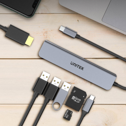 Hub USB-C Unitek H1118A 7w1, HDMI 4K, 3x USB-A, USB-C PD 100… | PartsPC.pl