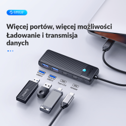 Hub USB-C Orico PAPW2AC-C3-015-BK-EP 2x USB-A, 2x USB-C, PD … | PartsPC.pl