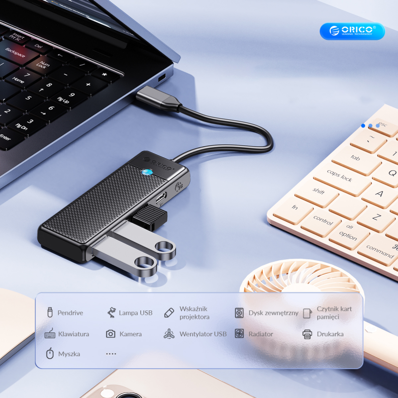 Hub USB-C Orico PAPW2AC-C3-015-BK-EP 2x USB-A, 2x USB-C, PD … | PartsPC.pl