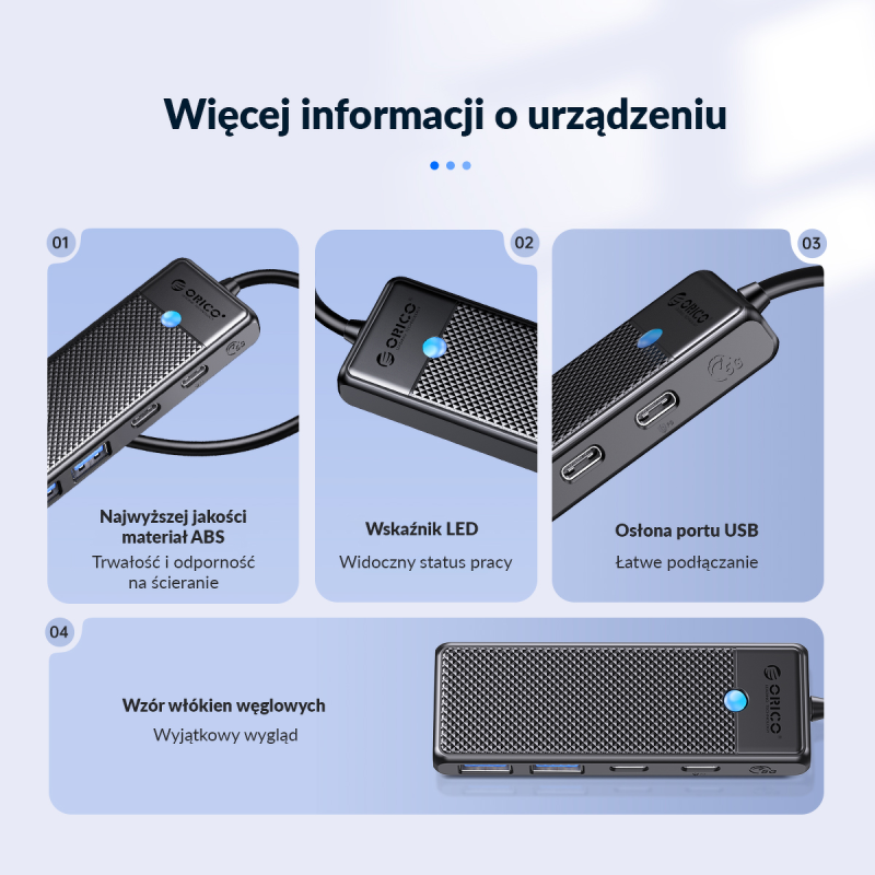 Hub USB-C Orico PAPW2AC-C3-015-BK-EP 2x USB-A, 2x USB-C, PD … | PartsPC.pl