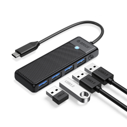 HUB USB-C Orico PAPW4A-C3-015-BK-EP 4 x USB-A 3.0 5Gbps, cza… | PartsPC.pl