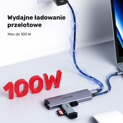 Hub Aktywny USB-C UNITEK 5Gbps, HDMI RJ-45 PD 100W | PartsPC.pl