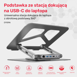 Podstawka pod laptop UNITEK D1109A HUB USB-C, HDMI, 4K, PD 1… | PartsPC.pl