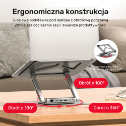 Podstawka pod laptop UNITEK D1109A HUB USB-C, HDMI, 4K, PD 1… | PartsPC.pl