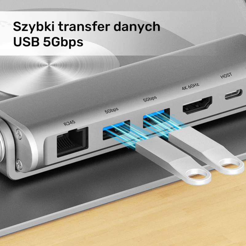 Podstawka pod laptop UNITEK D1109A HUB USB-C, HDMI, 4K, PD 1… | PartsPC.pl