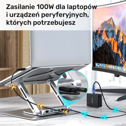 Podstawka pod laptop UNITEK D1109A HUB USB-C, HDMI, 4K, PD 1… | PartsPC.pl