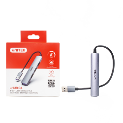 Hub USB Unitek H1208A 1xUSB-A 5 Gbps, 3xUSB-A 2.0 alu | PartsPC.pl
