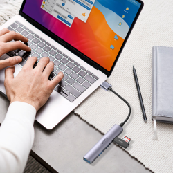Hub USB Unitek H1208A 1xUSB-A 5 Gbps, 3xUSB-A 2.0 alu | PartsPC.pl