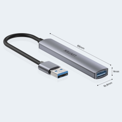 Hub USB Unitek H1208A 1xUSB-A 5 Gbps, 3xUSB-A 2.0 alu | PartsPC.pl
