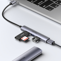 Hub USB Unitek H1208A 1xUSB-A 5 Gbps, 3xUSB-A 2.0 alu | PartsPC.pl