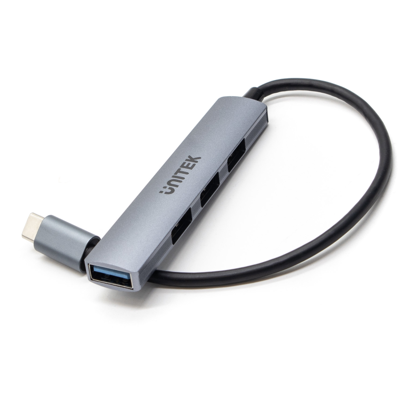 HUB USB-C Unitek H1208B 1xUSB-A 5 Gbps, 3xUSB-A 2.0 alu | PartsPC.pl