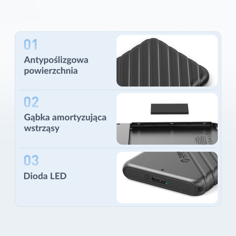 Obudowa na dysk Orico 25PW1-U3-BK-EP-HW SATA 2,5'' USB 3.1 c… | PartsPC.pl