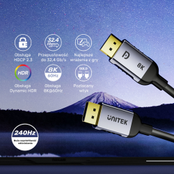 Kabel DisplayPort 1.4 Unitek C1628GY01-3M, 8K@60Hz, 4K@240Hz… | PartsPC.pl