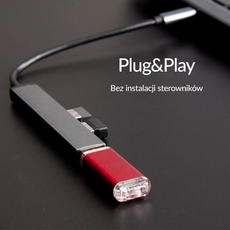 HUB USB-A Orico AH-A13-GY-EP-HW 1xUSB-A 3.1, 3xUSB-A 2.0, 5G… | PartsPC.pl