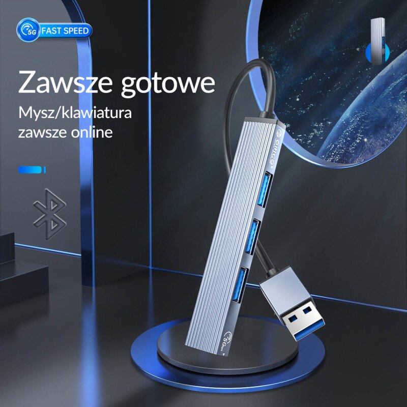 HUB USB-A Orico AH-A13-GY-EP-HW 1xUSB-A 3.1, 3xUSB-A 2.0, 5G… | PartsPC.pl