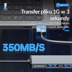 HUB USB-A Orico AH-A13-GY-EP-HW 1xUSB-A 3.1, 3xUSB-A 2.0, 5G… | PartsPC.pl