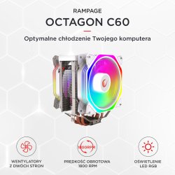 Chłodzenie CPU Rampage OCTAGONC60-WHITE LGA1700/AM5 1800RPM … | PartsPC.pl