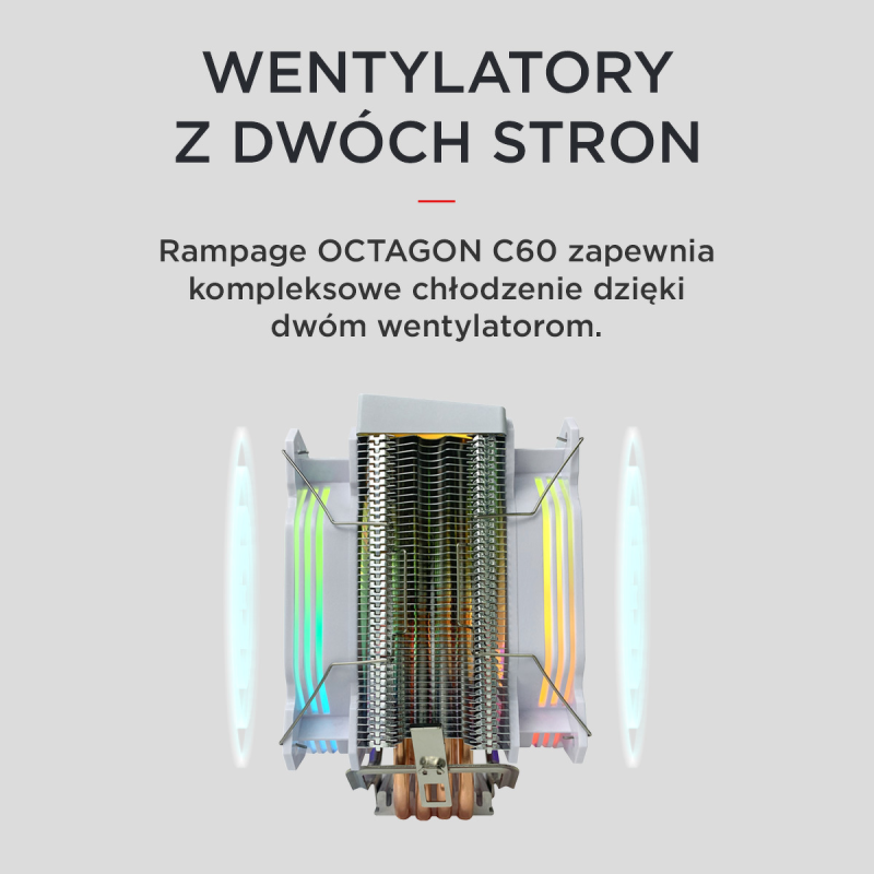 Chłodzenie CPU Rampage OCTAGONC60-WHITE LGA1700/AM5 1800RPM … | PartsPC.pl
