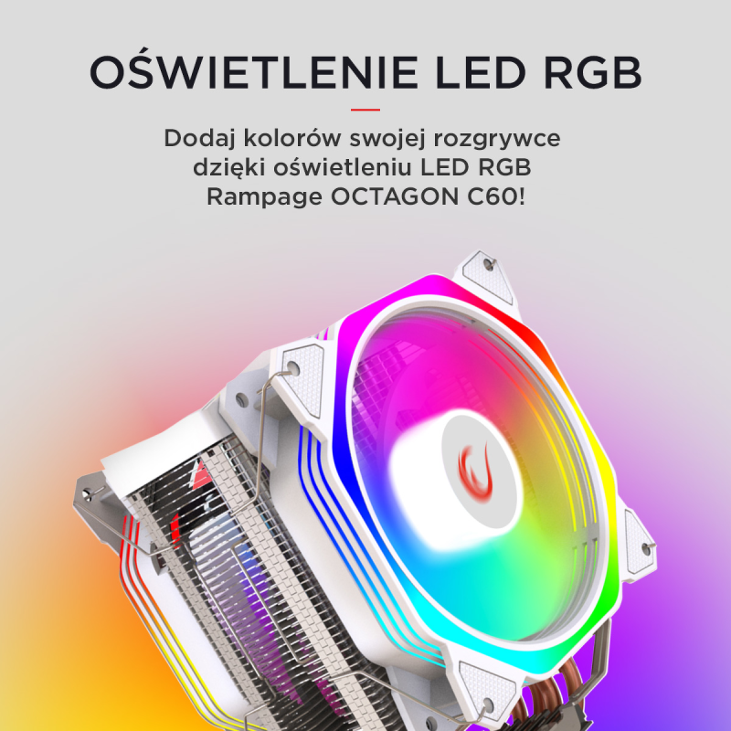 Chłodzenie CPU Rampage OCTAGONC60-WHITE LGA1700/AM5 1800RPM … | PartsPC.pl