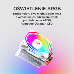 Chłodzenie CPU Rampage OCTAGONC50-WHITE LGA1700/AM5 1800RPM … | PartsPC.pl