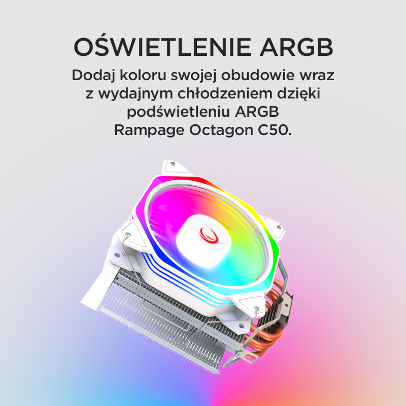 Chłodzenie CPU Rampage OCTAGONC50-WHITE LGA1700/AM5 1800RPM … | PartsPC.pl