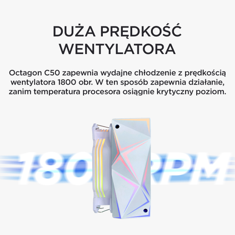 Chłodzenie CPU Rampage OCTAGONC50-WHITE LGA1700/AM5 1800RPM … | PartsPC.pl
