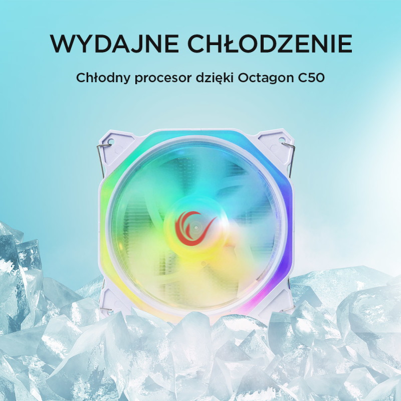Chłodzenie CPU Rampage OCTAGONC50-WHITE LGA1700/AM5 1800RPM … | PartsPC.pl