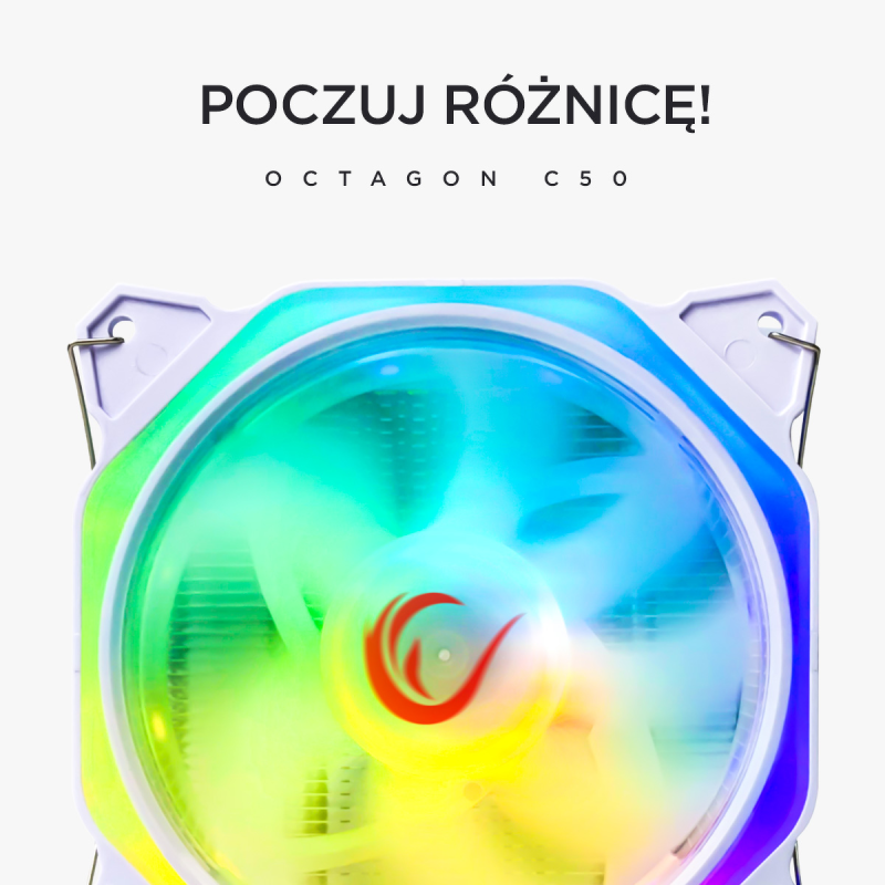 Chłodzenie CPU Rampage OCTAGONC50-WHITE LGA1700/AM5 1800RPM … | PartsPC.pl