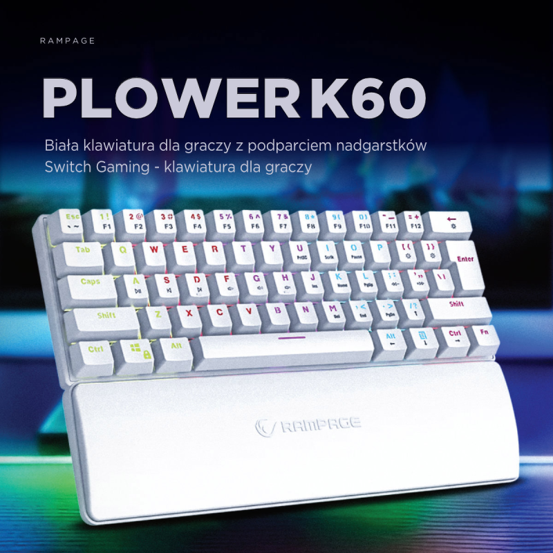 Klawiatura przewodowa Rampage PLOWERK60 gamingowa mechaniczn… | PartsPC.pl