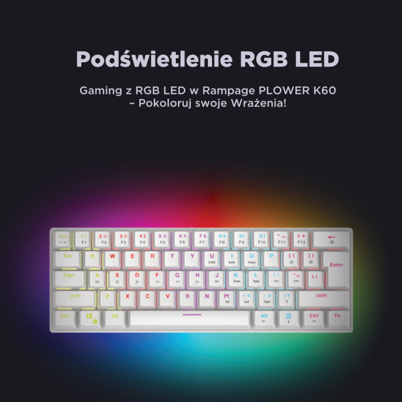 Klawiatura przewodowa Rampage PLOWERK60 gamingowa mechaniczn… | PartsPC.pl
