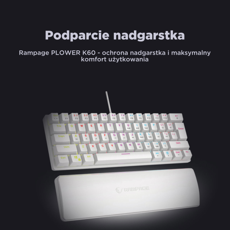 Klawiatura przewodowa Rampage PLOWERK60 gamingowa mechaniczn… | PartsPC.pl